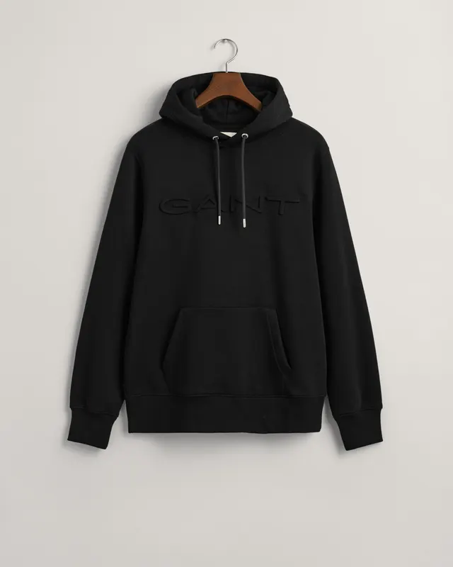 Gant Bluza Męska Z Nadrukiem Z Kapturem Regular Fit Czarna