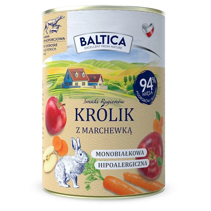BALTICA Smaki regionów Mono Królik z marchewką - mokra karma dla psa - 400g