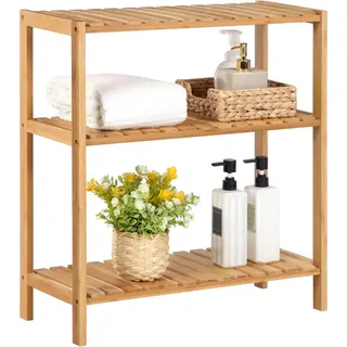 Regał łazienkowy 60 × 26 × 66 cm BAMBUSOWY 3 półki stojący organizer