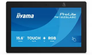 IIYAMA Monitor 16 cali TW1625LASC-B3PNR ANDROID 14,FHD,10PKT,450cd,2x2W, 4xUSB, 1xUSB-C,RJ45, MIC, RK3567, 4/32GB, LED lightbar, iiSign2, NFC, 24/7