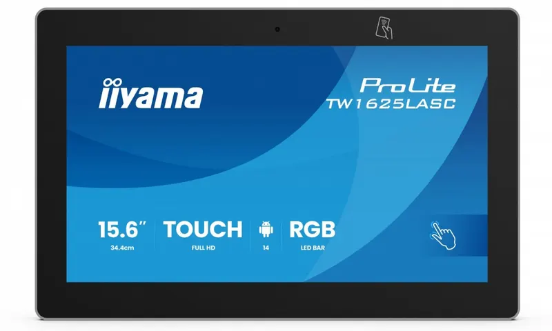 IIYAMA Monitor 16 cali TW1625LASC-B3PNR ANDROID 14,FHD,10PKT,450cd,2x2W, 4xUSB, 1xUSB-C,RJ45, MIC, RK3567, 4/32GB, LED lightbar, iiSign2, NFC, 24/7
