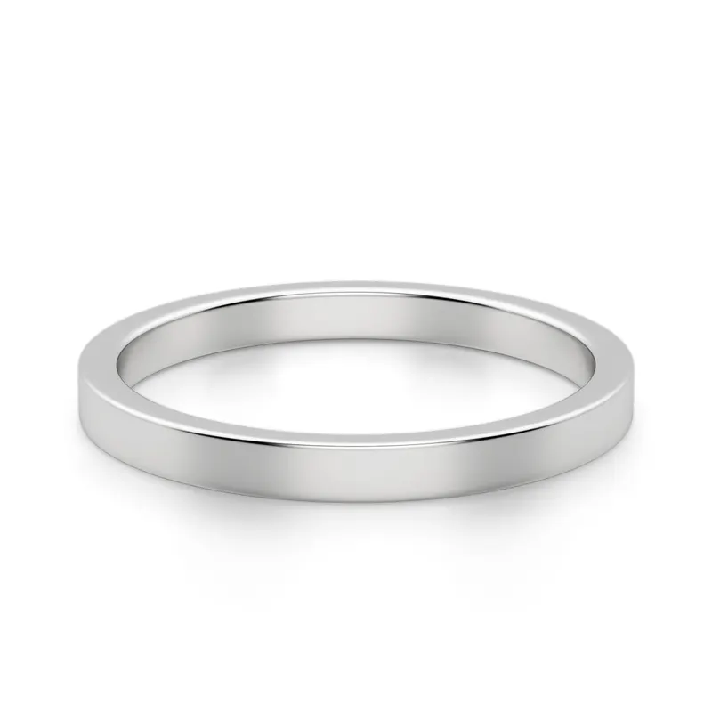 Klasyczna Męska Obrączka Ślubna Flat 2 MM 585 Białe Złoto (14K)