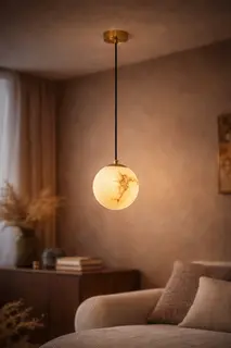 ALMORA – Marmurowa Lampa Wisząca LED w Kształcie Kuli