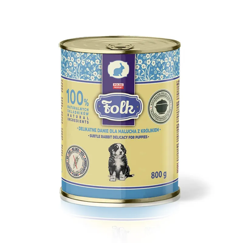 FOLK Delikatne danie dla malucha z królikiem mono - mokra karma dla psa - 800g