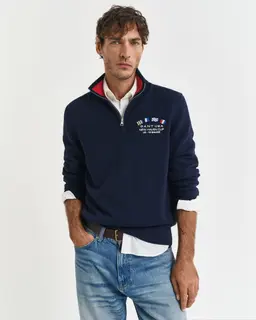 Gant Sweter Męski Z Długim Rękawem İ Zamkiem Do Połowy Regular Fit