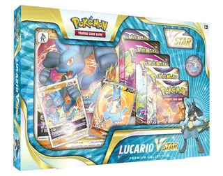 Zestaw oryginalnych kart Pokemon TCG: Lucario VSTAR Premium Collection Box