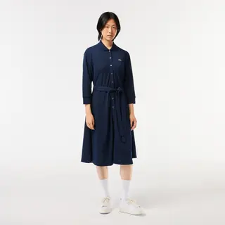 Lacoste Sukienka Polo Z Bawełnianego Piqué Z Rękawem 3/4