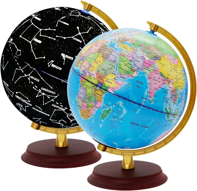 Podświetlany globus świata 20 cm mapa polityczna i konstelacje USB