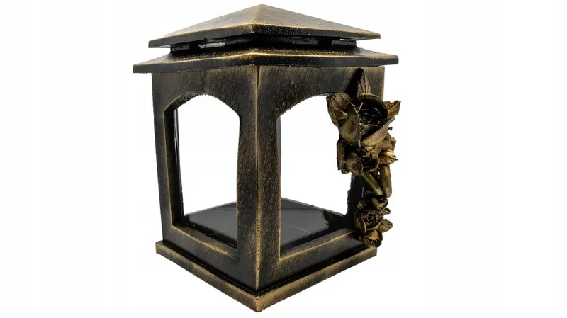Złota MAŁA Kapliczka z Różą - 22cm