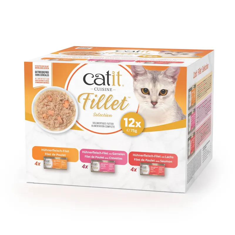 Catit Cuisine Filet z kurczaka - Pakiet mieszany z kurczakiem, 12 x 75 g