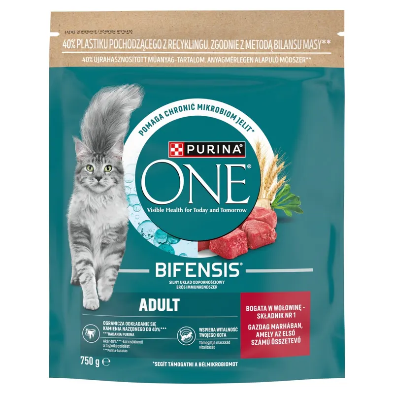 PURINA One Bifensis Adult Bogata w wołowinę - sucha karma dla kota - 750g