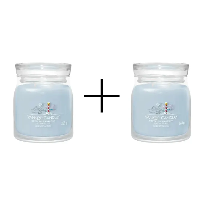 Yankee Candle Signature Świeca w Średnim Słoiku z Dwoma Knotami North Pole Hideaway 1+1