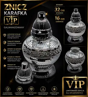 Znicz Karafka VIP Galwanizowany 32 cm – Lustrzana Mozaika Premium