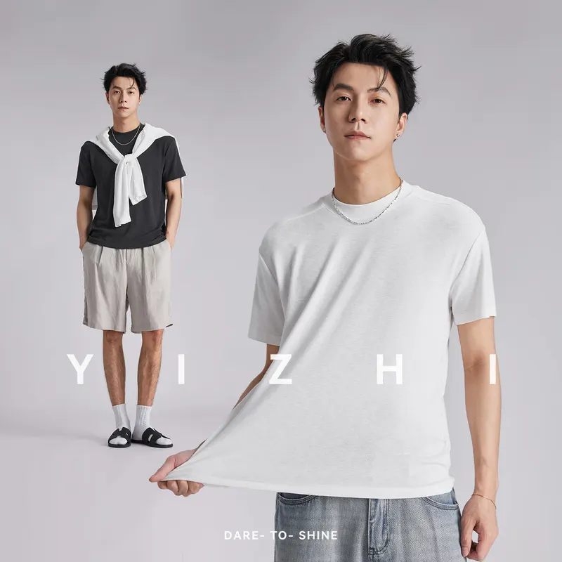 Men Cooling Solid Short Sleeve T Shirt Summer Loose Oversized Stretch Breathable Daily Casual Crew Neck Basic Plain Tee Tops