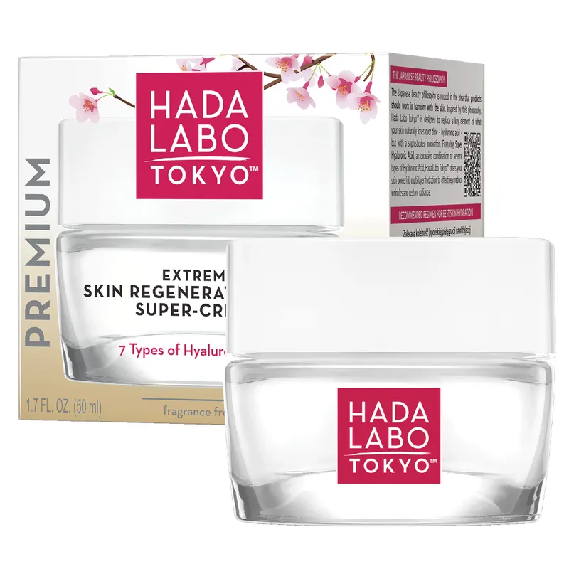 Hada Labo Tokyo Premium super-krem do twarzy na noc z 7 formami kwasu hialuronowego, Super Hyaluronic Acid™ i masłem shea 50 ml