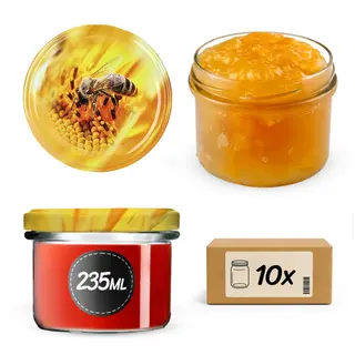 Słoiki na przetwory Tartu 235ml 10szt fi 82 mm + wieczka "Pszczoła"