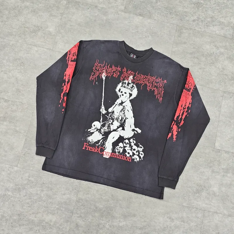 Yao Fashion Saint OF Michael Cotton Long Sleeve Autumn Men Tops Clothing Streetwear HipHop Bggy Vintage Loose T Shirt For Men
