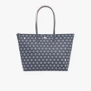 Lacoste Duża Torba Tote Z Nadrukiem L.12.12 Concept Granatowy/Kremowy