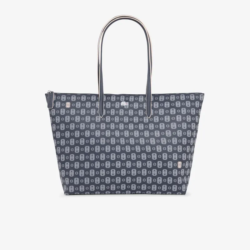 Lacoste Duża Torba Tote Z Nadrukiem L.12.12 Concept Granatowy/Kremowy