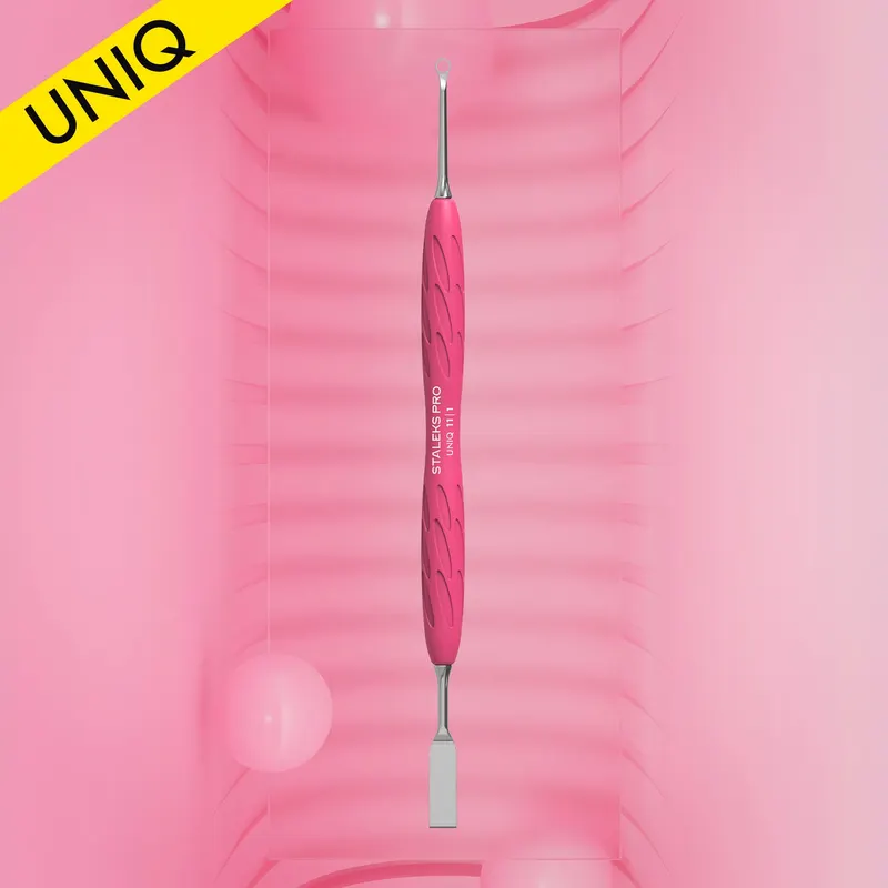 Kopytko STALEKS do manicure Gummy z silikonową rękojeścią UNIQ 11 TYPE 1 (popychacz płaski prosty i pierścień)