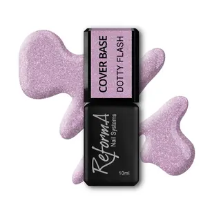 Kauczukowa, błyszcząca, brokatowa, flashowa, różowa baza hybrydowa - Dotty Flash, 10 ml