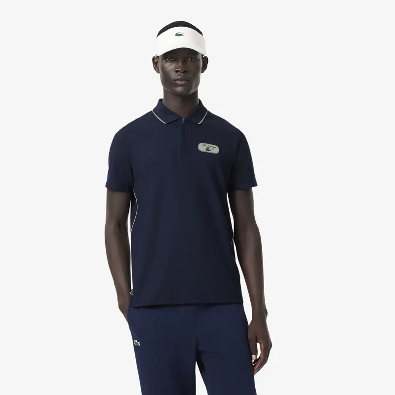 Lacoste Koszulka Polo Tenisowa Heritage Ultra Dry Z Naszywką Granatowa Męskie Granatowy
