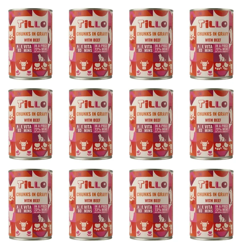TILLO Kawałki w sosie Wołowina - mokra karma dla kota - 12x415g