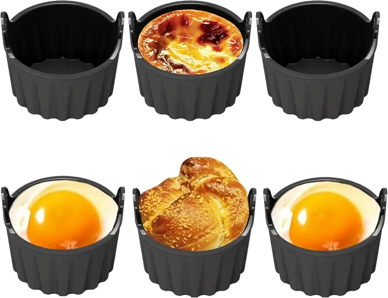 Silikonowe formy do jajek i muffinek 6 szt. czarne 9,5 x 14 cm
