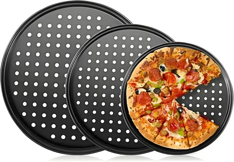 ZESTAW 3 PATELNI DO PIZZY PERFOROWANYCH 26/28/32CM NIEPRZYWIERAJĄCE