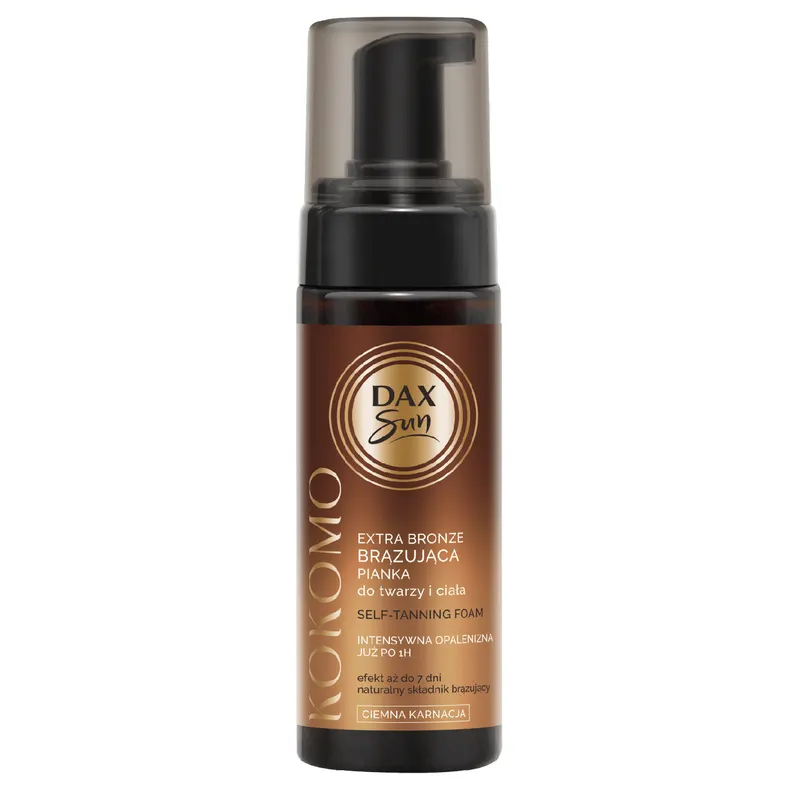 Dax Sun KOKOMO Extra Bronze brązująca pianka do twarzy i ciała z DHA, erytrulozą, karmelem, kwasem hialuronowym i betainą 160 ml