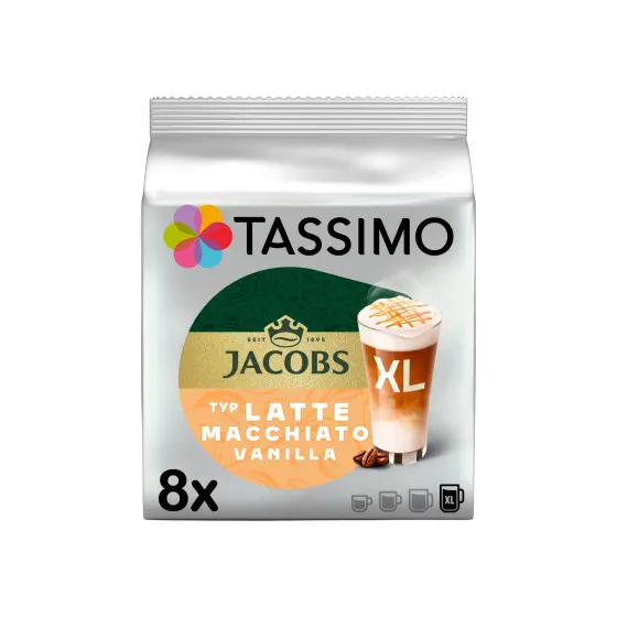 Kawa w kapsułkach Tassimo Latte Macchiato Vanilla XL (kompatybilna z ekspresami kapsułkowymi Bosch Tassimo), 8 szt.
