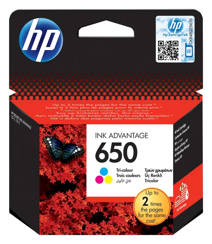 HP 650 Trójkolorowy Tusz Deskjet CZ102AE
