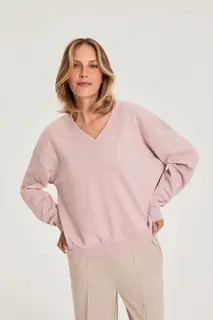 Bluza z dekoltem w serek różowa