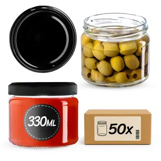 Słoiki Sonka 330ml 50szt fi 82 mm + wieczka czarne