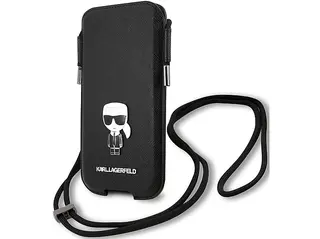 Torebka na telefon KARL LAGERFELD 6.7 cali Hardcase Saffiano Czarny KLHCP12LOPHKMK