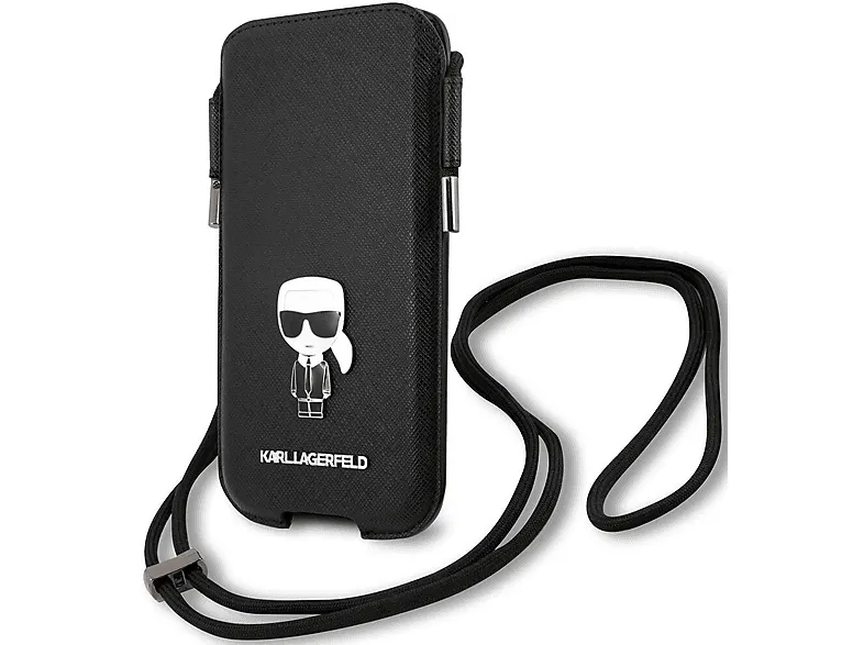 Torebka na telefon KARL LAGERFELD 6.7 cali Hardcase Saffiano Czarny KLHCP12LOPHKMK