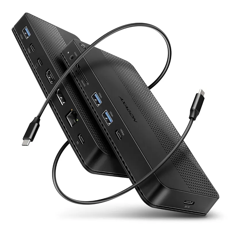 AXAGON HMC-U4 Stacja dokująca USB4 40Gbps 12w1, 3x USB-A, 2x USB-C, HDMI/DP 8K/30Hz, LAN 1Gbps, SD UHS-II/microSD, audio 24bit, PD 100W, kabel 80 cm