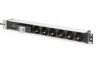 Digitus Listwa zasilająca PDU 19" Rack, 6x gniazdo schuko, 2.0m, 1x wtyk unischuko, 16A, wyłącznik nadprądowy, Profil aluminiowy