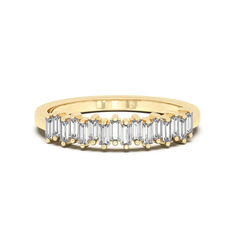 Obrączka Ślubna Baguette Accented Laboratoryjny Diament 585 Żółte Złoto (14K)