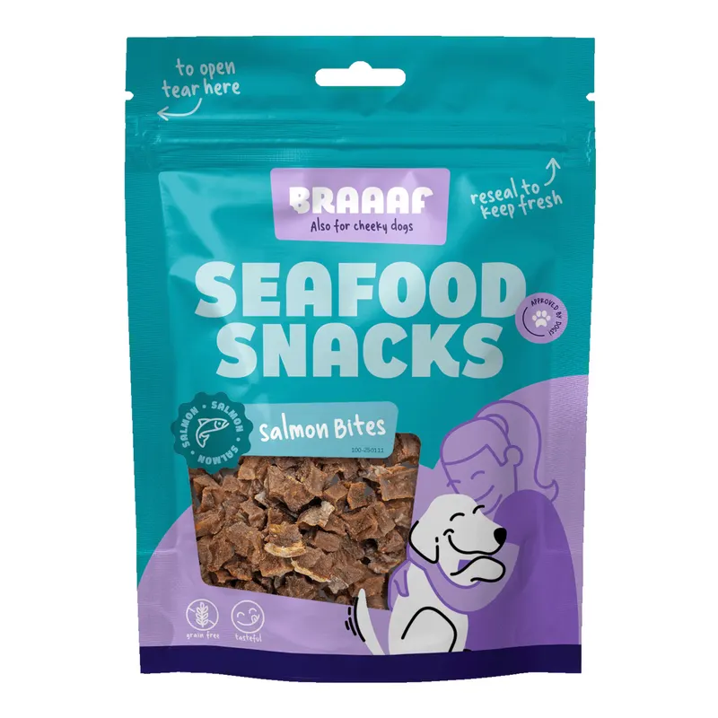 Braaaf Seafood Snacks, łosoś - 2 x 70 g