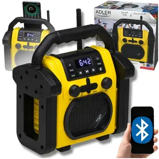 Wytrzymałe Radio Budowlane Bluetooth IPX 54 Odporne Przenośne Adler