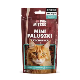PAN MIĘSKO Mini paluszki kaczka z kocimiętką - przysmak dla kota - 50g