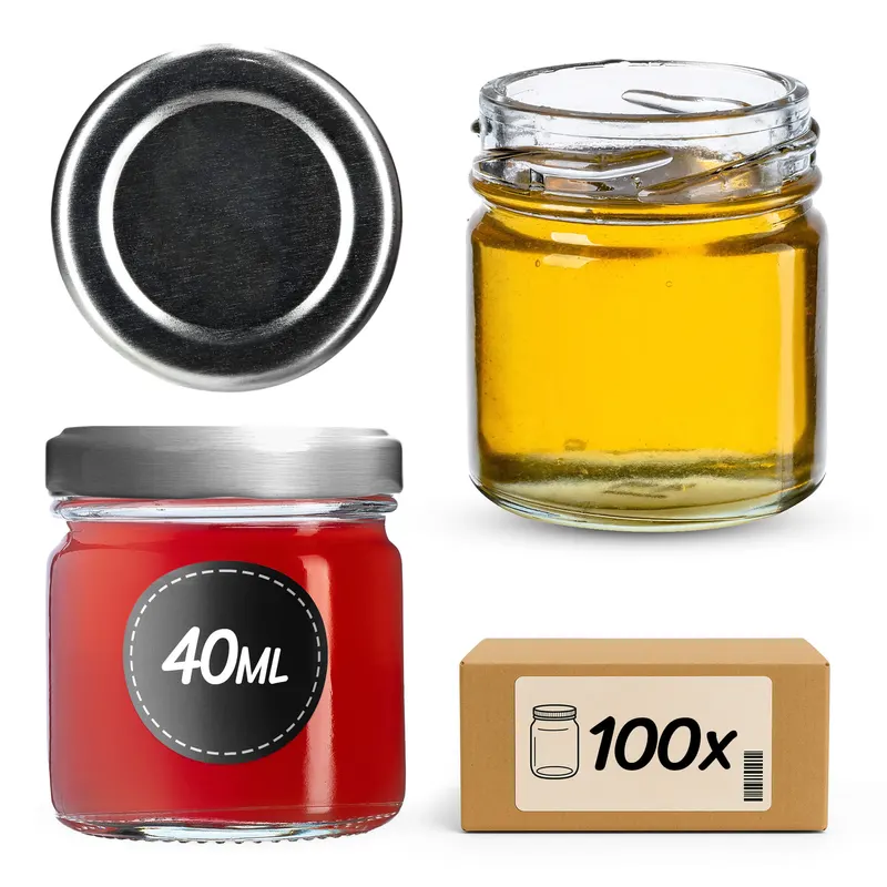 Słoiki na przetwory Halli 40ml 100szt 43 mm + wieczka srebrne