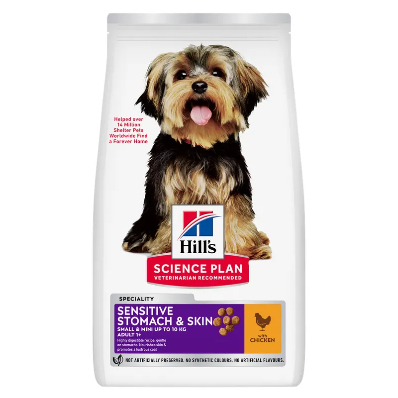 Hill's Science Plan Sensitive Stomach & Skin Adult 1+ Small & Mini, kurczak - 2 x 6 kg
