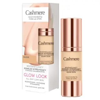 Cashmere Glow Look rozświetlający podkład wypełniający Nude z kwasem hialuronowym i 24K złotem 30 ml