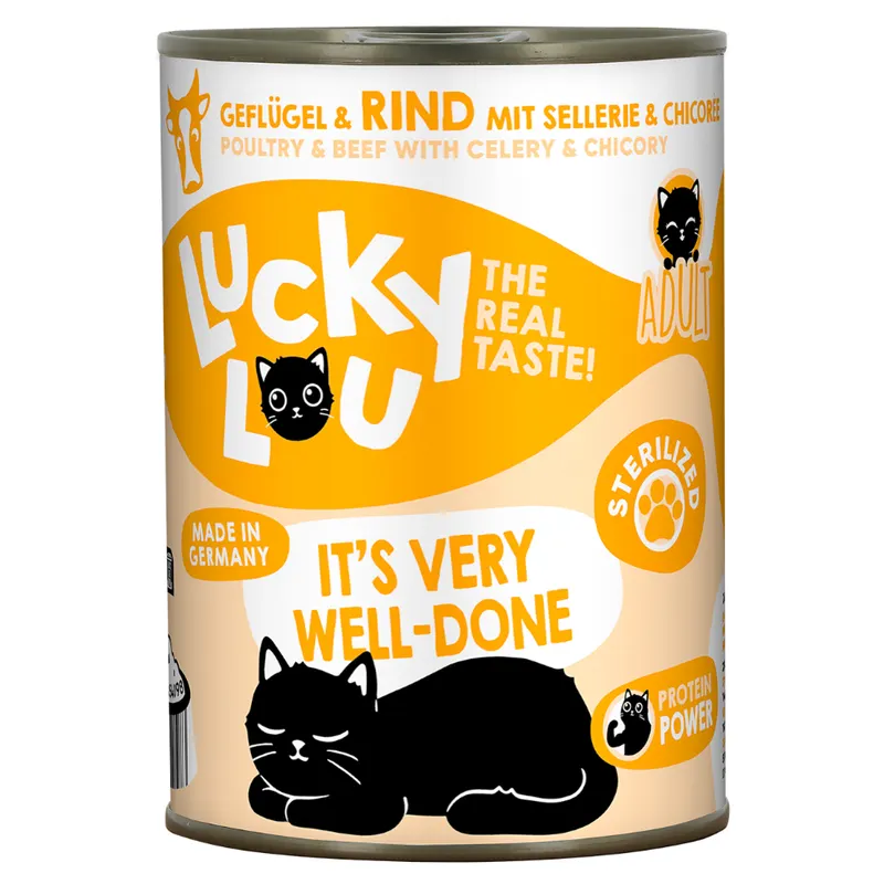 Lucky Lou Sterilized, 6 x 400 g - Drób i wołowina