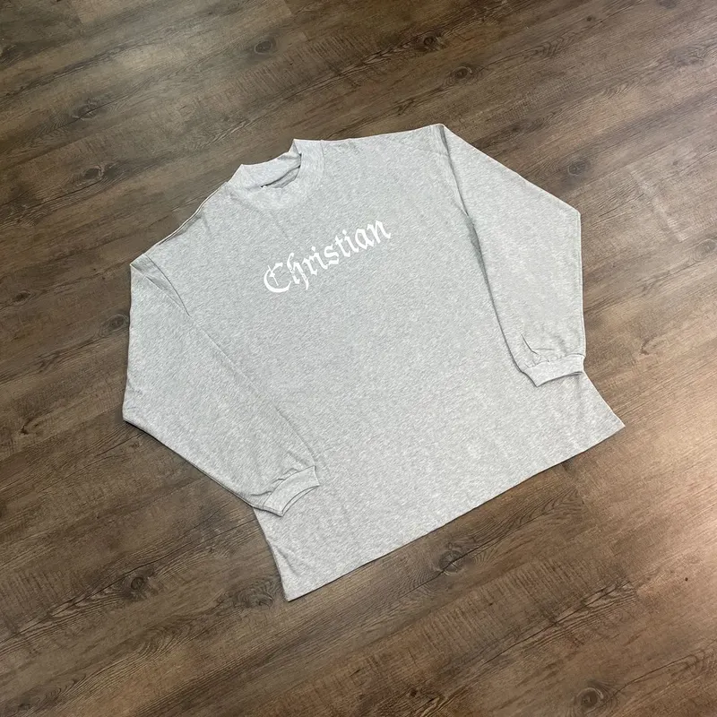 Yao Fashion KANYE WEST Streetwear Luxury HipHop Oversize Casual Sport Tops Long Sleeve Loose Cleanfit Style T Shirt For Men