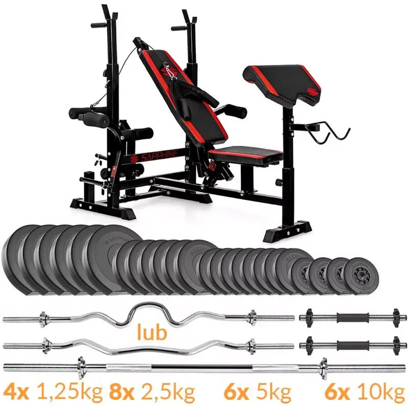 Zestaw obciążeń Xylo Solid 130 kg z ławką xg600 + Gratis: modlitewnik
