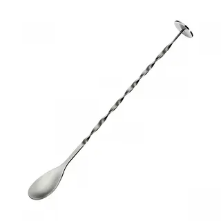 łyżeczka koktajlowa z tłuczkiem skręcona, stal nierdzewna, 25 cm