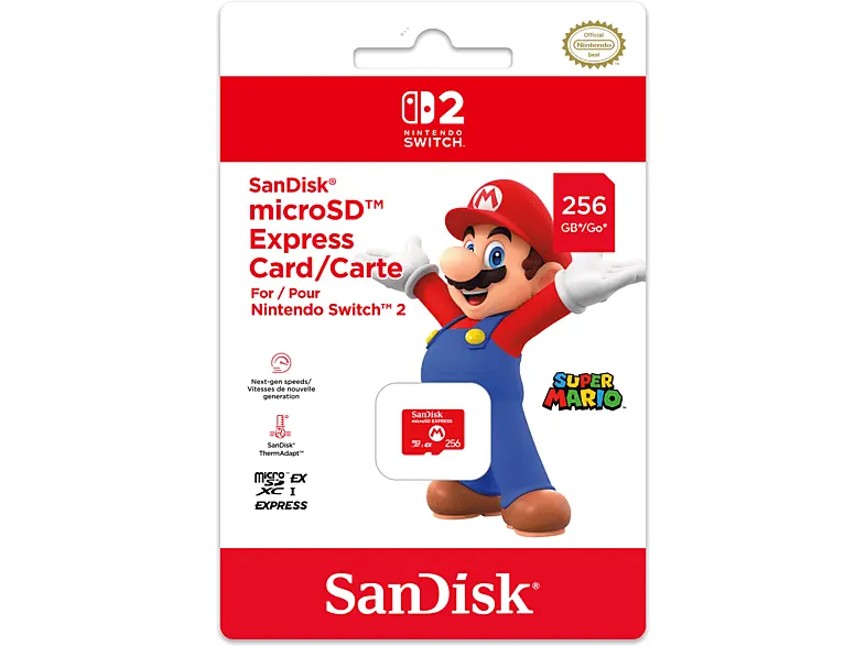 Karta pamięci NINTENDO Switch 2 microSD Express card 256 GB Sandisk Czerwony